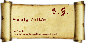 Vesely Zoltán névjegykártya